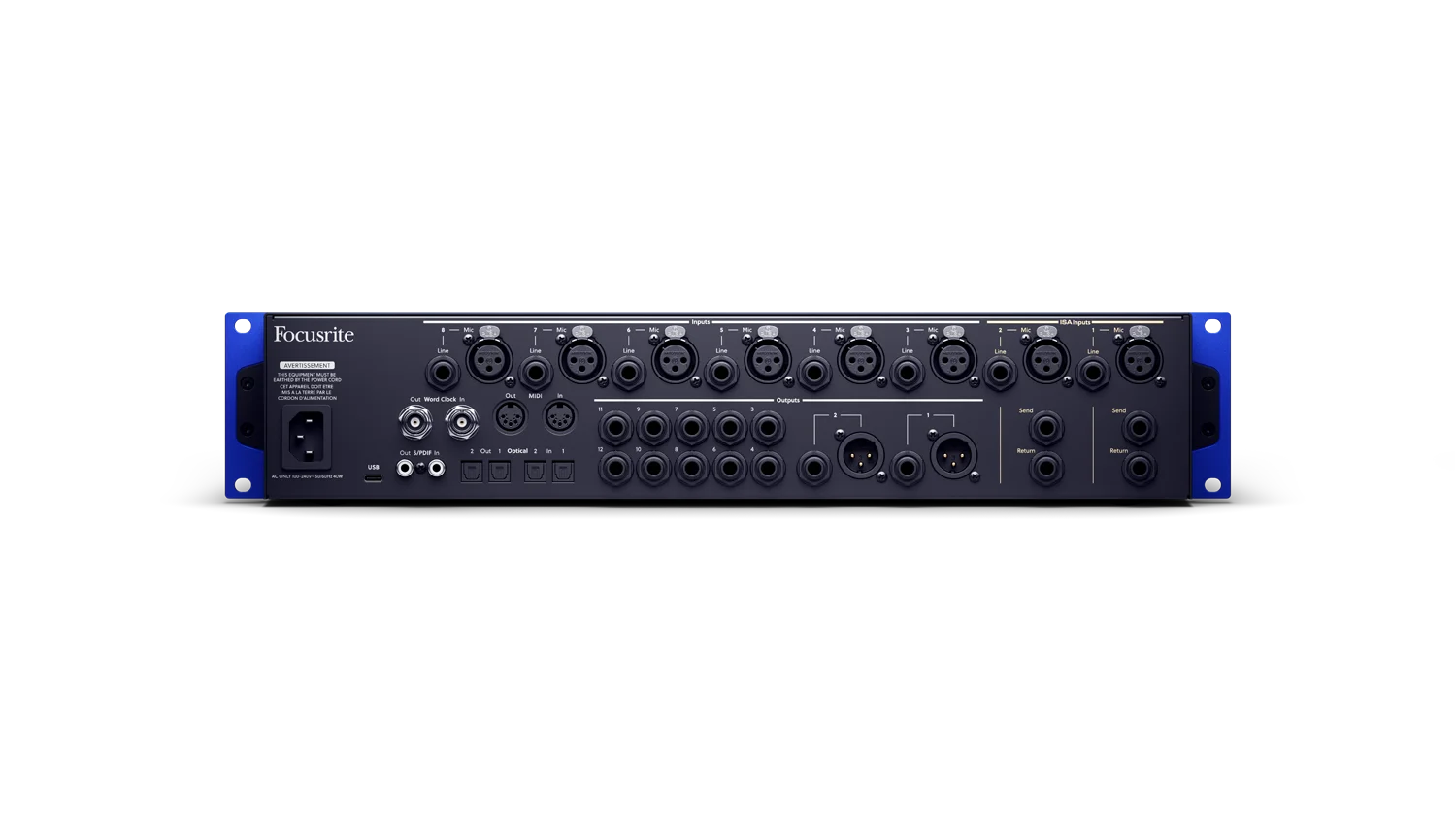 Focusrite ISA C8X Ein- und Ausgänge Rückseite